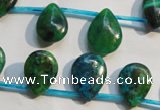 CCS712 Top-drilled 12*17mm flat teardrop dyed chrysocolla gemstone beads