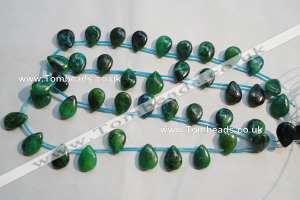 CCS712 Top-drilled 12*17mm flat teardrop dyed chrysocolla gemstone beads