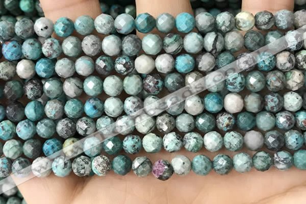 CCS883 15.5 inches 6mm faceted round natural chrysocolla beads
