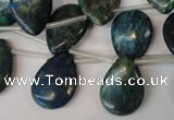 CCS92 Top-drilled 15*20mm flat teardrop dyed chrysocolla gemstone beads