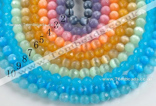 CCT01 Different color 10mm faceted round cat eye beads Wholesale