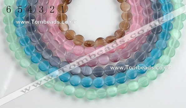 CCT04 10mm different color coin shape cats eye beads Wholesale