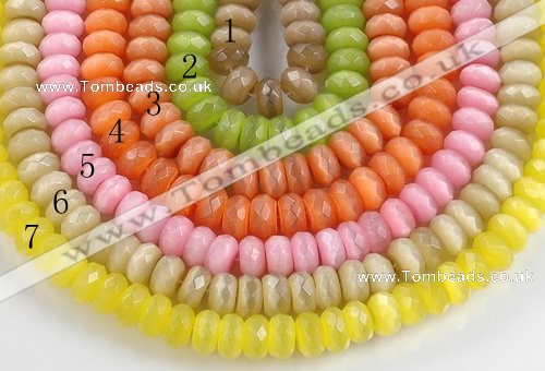 CCT05 14 inch 7*12mm faceted roundel cats eye beads Wholesale