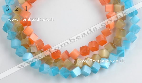 CCT09 8mm different color cube-shaped cats eye beads Wholesale