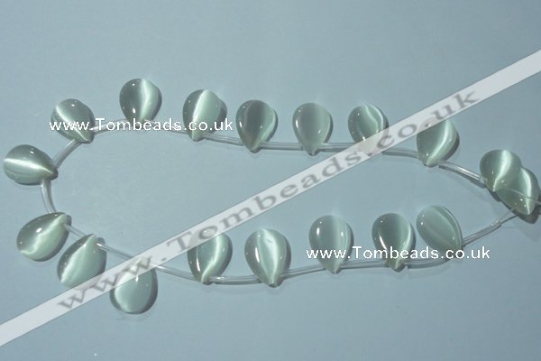 CCT1020 Top-drilled 13*18mm flat teardrop cats eye beads wholesale