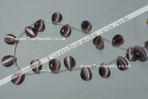 CCT1022 Top-drilled 13*18mm flat teardrop cats eye beads wholesale