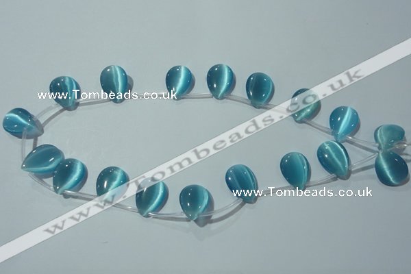CCT1024 Top-drilled 13*18mm flat teardrop cats eye beads wholesale