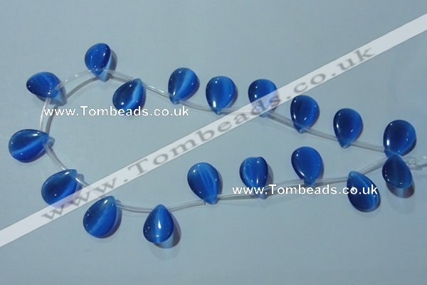 CCT1025 Top-drilled 13*18mm flat teardrop cats eye beads wholesale