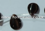 CCT1027 Top-drilled 13*18mm flat teardrop cats eye beads wholesale