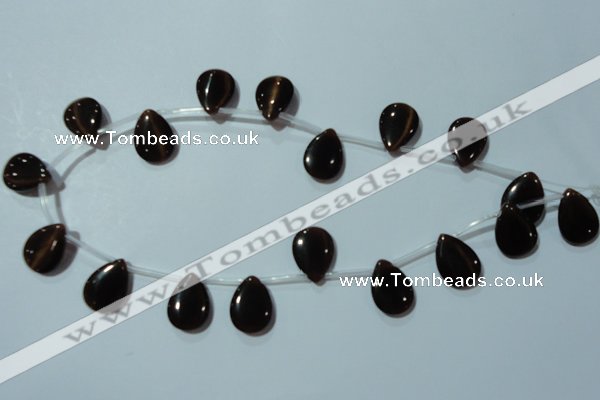 CCT1027 Top-drilled 13*18mm flat teardrop cats eye beads wholesale