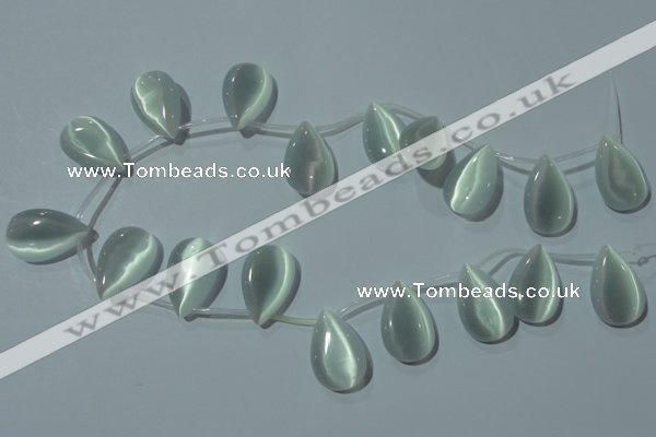 CCT1030 Top-drilled 14*22mm flat teardrop cats eye beads wholesale