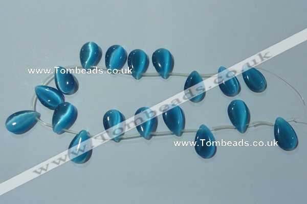 CCT1031 Top-drilled 14*22mm flat teardrop cats eye beads wholesale