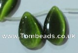 CCT1032 Top-drilled 14*22mm flat teardrop cats eye beads wholesale