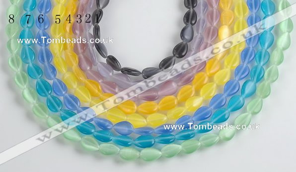 CCT12 14.5 inches 8*12mm flat teardorp cats eye beads Wholesale