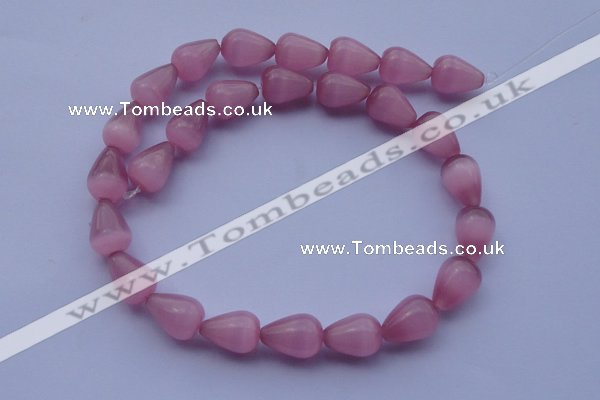 CCT17 14 inches 10*14mm teardrop pink cats eye beads wholesale