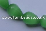 CCT19 14 inches 10*14mm teardrop green cats eye beads wholesale