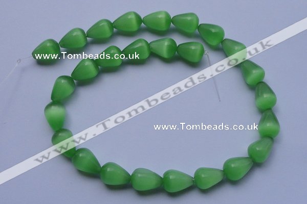 CCT19 14 inches 10*14mm teardrop green cats eye beads wholesale