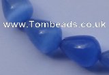 CCT21 14 inches 10*14mm teardrop ink blue cats eye beads wholesale