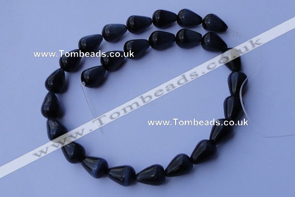 CCT23 14 inches 10*14mm teardrop black cats eye beads wholesale