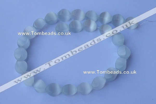 CCT24 14 inches 10*14mm twisted white cats eye beads wholesale