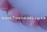 CCT25 14 inches 10*14mm twisted pink cats eye beads wholesale