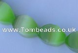 CCT28 14 inches 10*14mm twisted light green cats eye beads wholesale