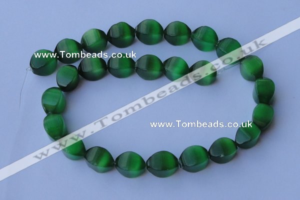 CCT29 14 inches 10*14mm twisted green cats eye beads wholesale