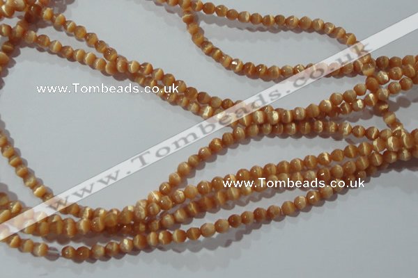 CCT307 15 inches 4mm faceted round cats eye beads wholesale