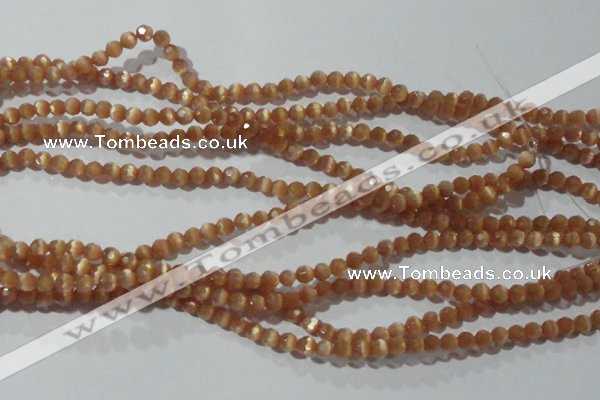 CCT308 15 inches 4mm faceted round cats eye beads wholesale