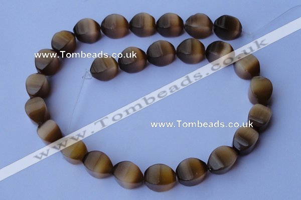 CCT31 14 inches 10*14mm twisted tiger yellow cats eye beads wholesale