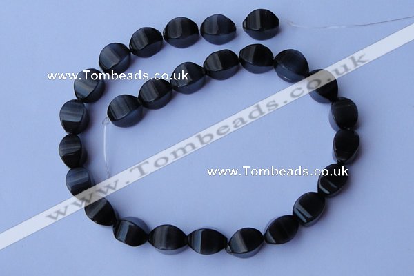 CCT32 14 inches 10*14mm twisted black cats eye beads wholesale