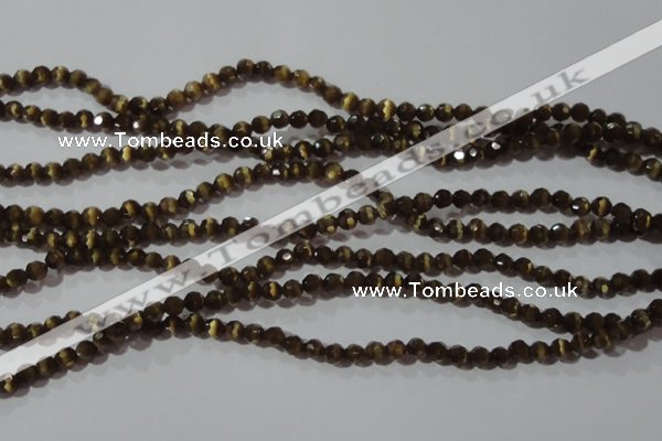 CCT320 15 inches 4mm faceted round cats eye beads wholesale