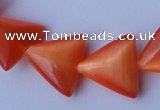 CCT34 14.5 inches 15*16mm triangle orange red cats eye beads wholesale