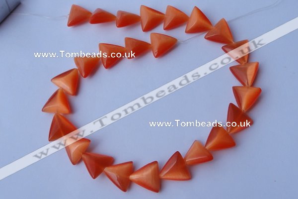 CCT34 14.5 inches 15*16mm triangle orange red cats eye beads wholesale