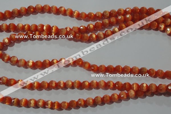 CCT354 15 inches 6mm faceted round cats eye beads wholesale