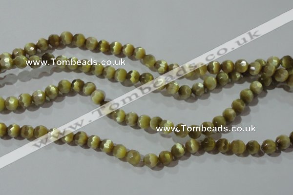 CCT358 15 inches 6mm faceted round cats eye beads wholesale