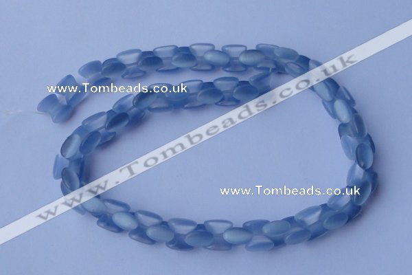 CCT37 14.5 inches 6*10mm drum-shaped light blue cats eye beads