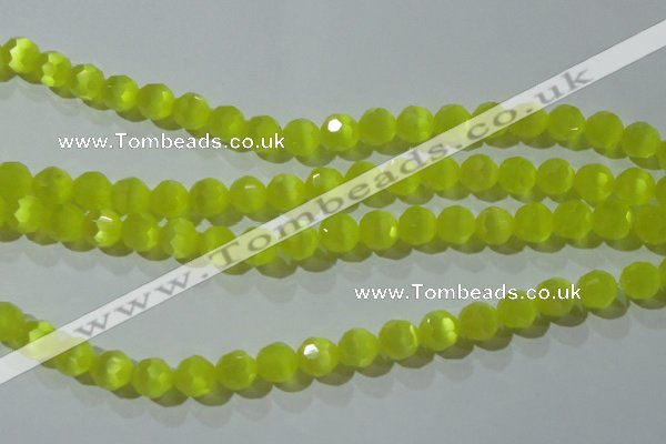 CCT375 15 inches 8mm faceted round cats eye beads wholesale