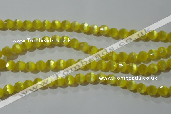 CCT376 15 inches 8mm faceted round cats eye beads wholesale