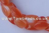 CCT39 14.5 inches 6*10mm drum-shaped orange red cats eye beads