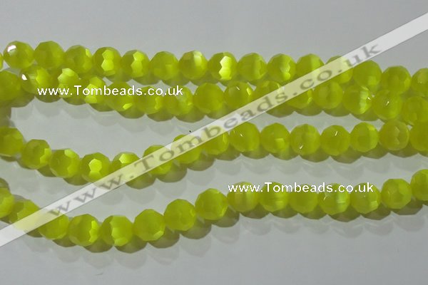 CCT393 15 inches 10mm faceted round cats eye beads wholesale