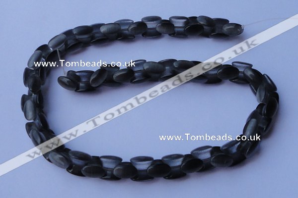 CCT40 14.5 inches 6*10mm drum-shaped black cats eye beads wholesale