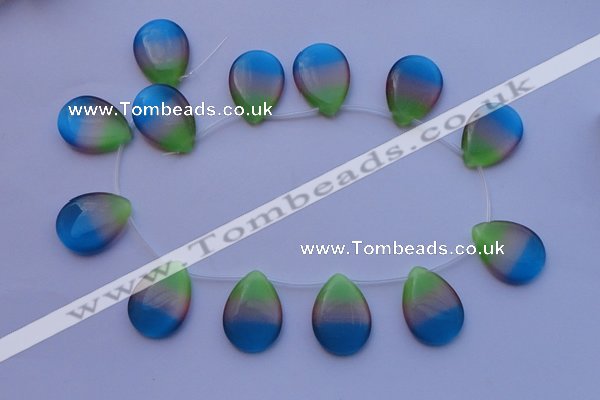 CCT44 14.5 inches 22*30mm flat teardrop mix color cats eye beads