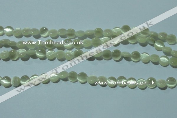 CCT450 15 inches 6mm flat round cats eye beads wholesale