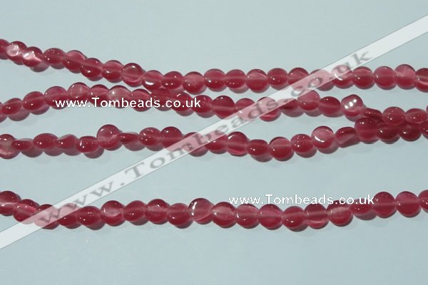 CCT453 15 inches 6mm flat round cats eye beads wholesale