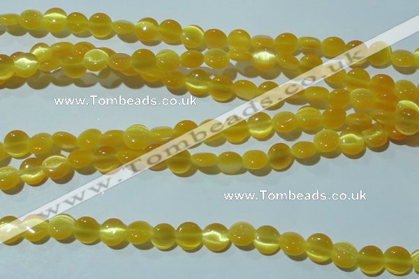 CCT455 15 inches 6mm flat round cats eye beads wholesale