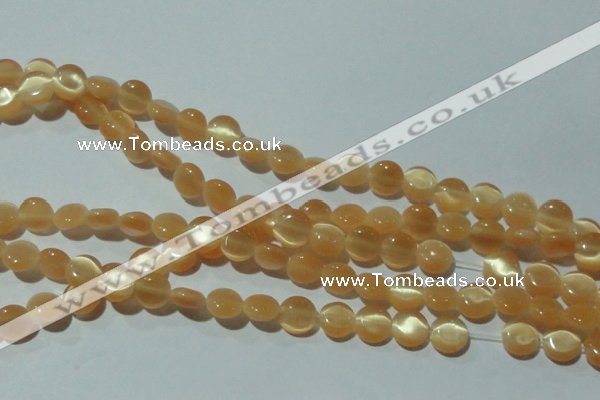 CCT456 15 inches 6mm flat round cats eye beads wholesale
