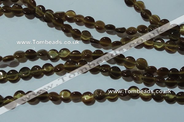 CCT458 15 inches 6mm flat round cats eye beads wholesale