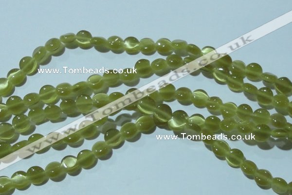 CCT459 15 inches 6mm flat round cats eye beads wholesale