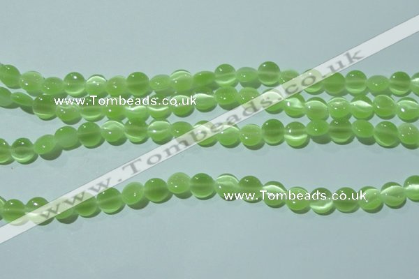 CCT460 15 inches 6mm flat round cats eye beads wholesale